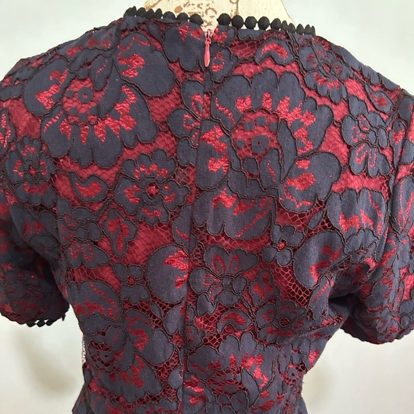 Charles Henry Blue and Red Sheath Midi Dress. Med Petite. Lined - Picture 8 of 9